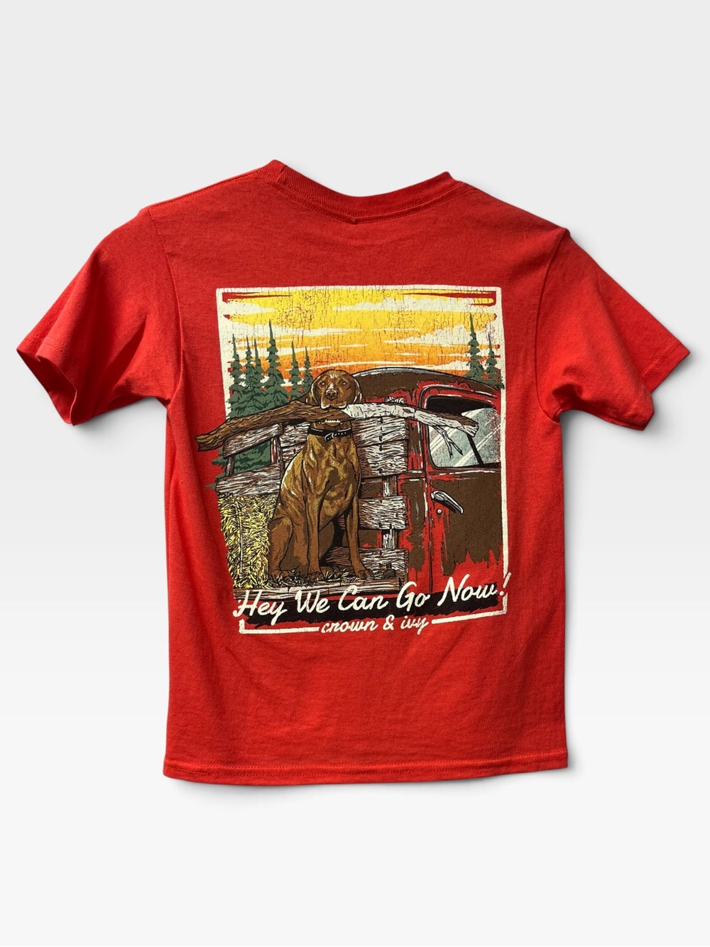 Brand New-Crown&Ivy Boys Deep Coral Flat Bed Dog Tee